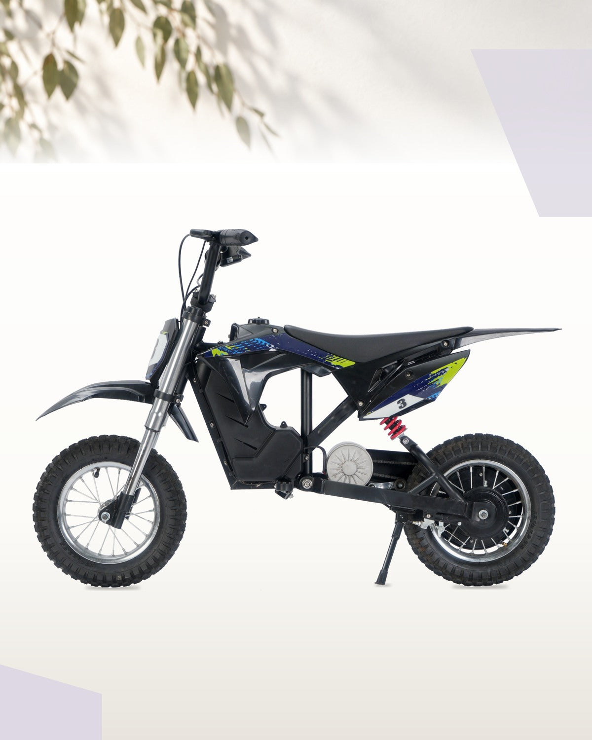 Illustrative campaign design showing a complete Dingo bike on a pale background with leaf shadows.